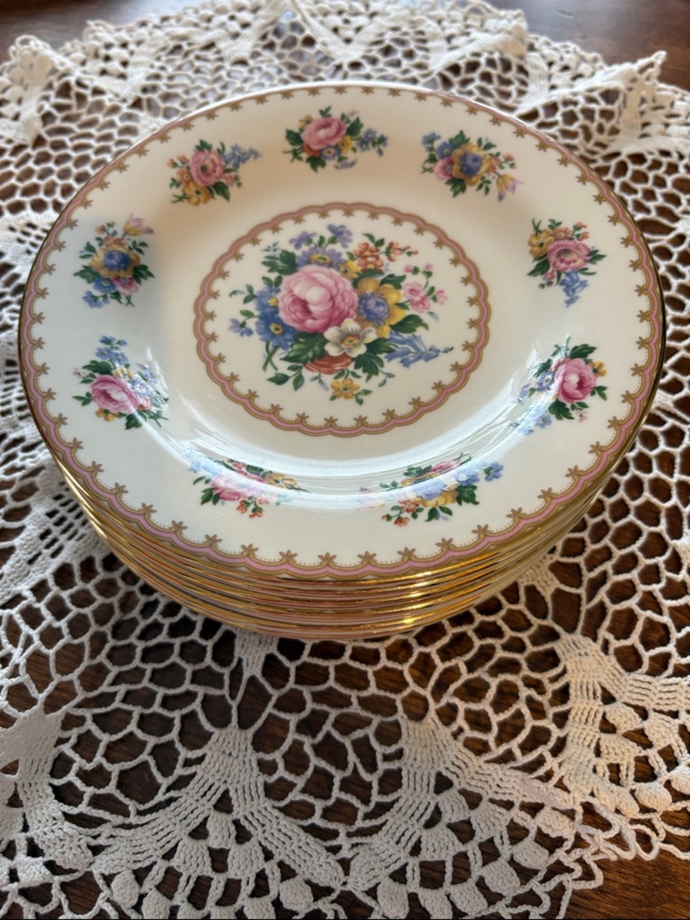 Royal Albert Dessert Plates - Pink Floral Lady Carlyle Pattern
